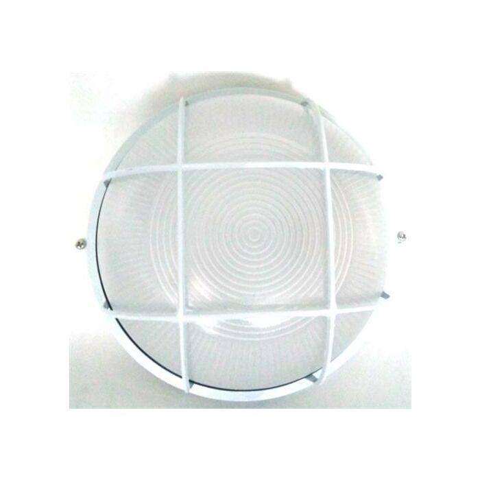 Noble Pays Round Bulkhead Light Fitting Large With Grid White - 240mm Diameter