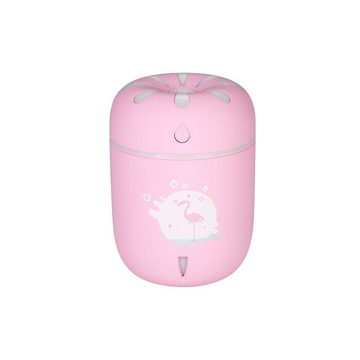 Casey Chamomile Flamingo Design Multifunctional Portable 200ml USB Humidifier Air Purifier Mist Maker with LED light For Home Office and Car-Pink Retail Box No warranty