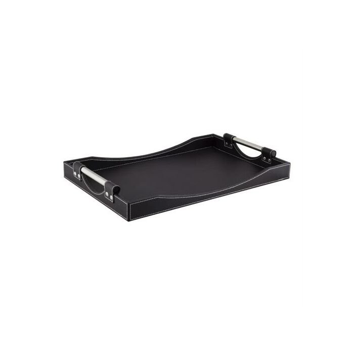 Totally Large Faux Leather Serving Tray Black Embodies a Fine Tradition of Style and Class