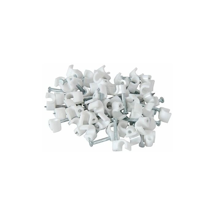 Noble Round Cable Clips 7mm White100 Pieces per pack - Retail Packaging