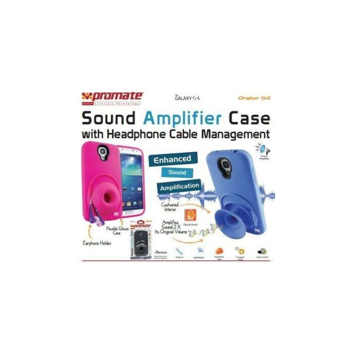 Promate Orator-S4 Sound Amplifier case for Samsung Galaxy S4 with headphone cable management Colour:Black