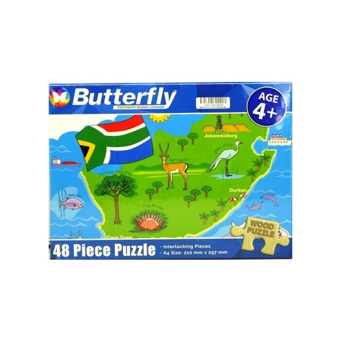 Butterfly 48 Piece A4 Wooden Puzzle South Africa-Interlocking Pieces 210 x 297mm