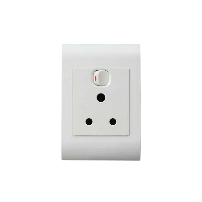 Lesco Pipelli Flush Monobloc Single Switch Socket- Single three-pin wall plug with Vertical switch 