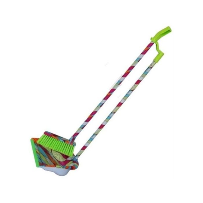 Totally Long Broom and Stand Up Dustpan Set Rainbow Paisley Design ���?? 80cm Long Broom Handle Length 