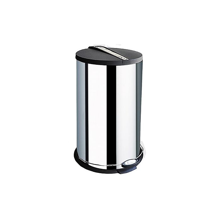 Totally 12 Litre Black Top And Foot Pedal Round Stainless Steel Dustbin