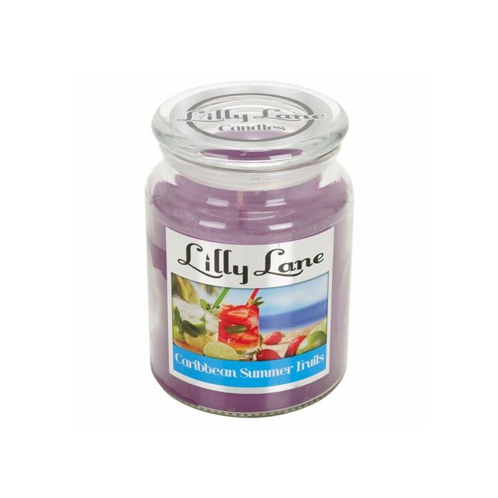 Lilly Lane Caribbean Summer Fruits Scented Candle Large Lidded Mason Glass Jar