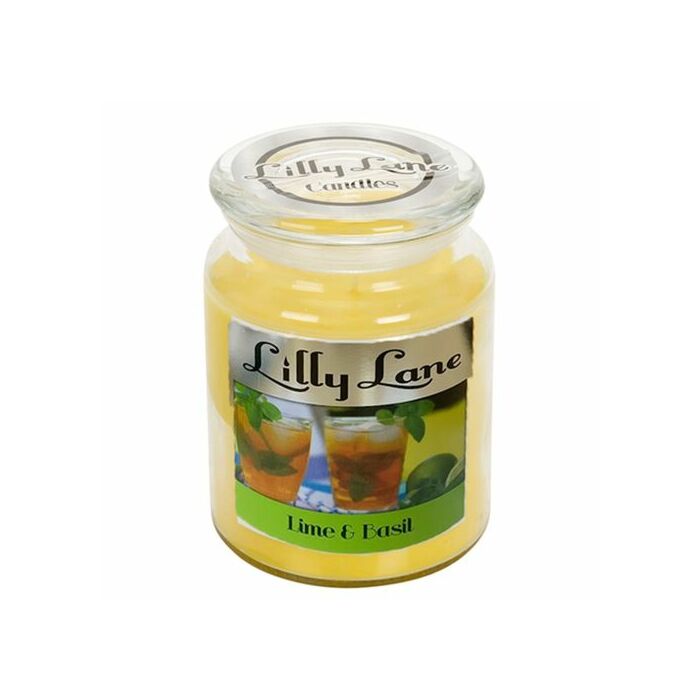 Lilly Lane Lime and Basil Infusion Scented Candle Large Lidded Mason Glass Jar
