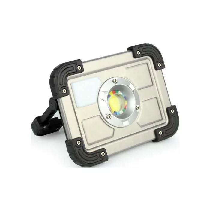 Noble 30w Portable Rechargeable LED High Brightness Flood Light with Rubberised Casing - W827SIL