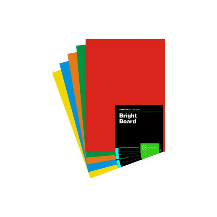RBE Bright Board A4 160gsm Mixed 100 Sheets