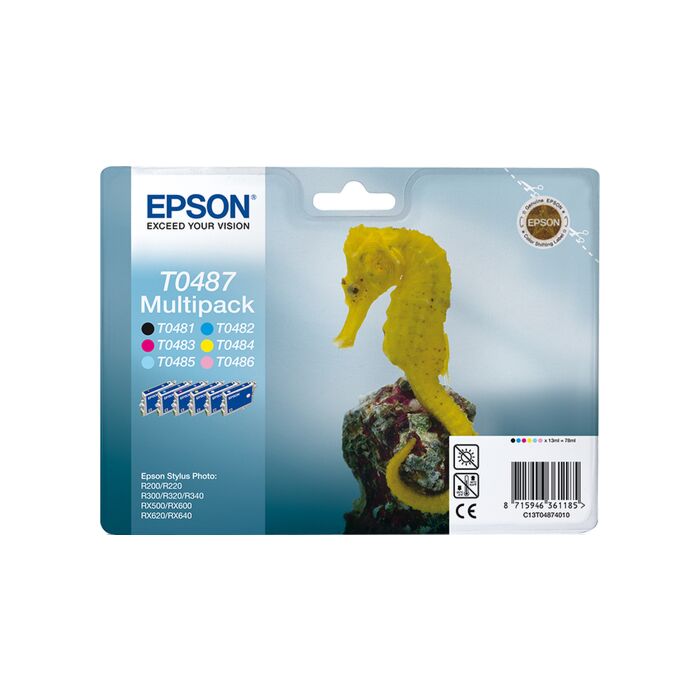 Epson - Ink - T0487 - Multipack (Bcmylclm) - Seahorse - Stylus Photo R200 / R220 / R300 / R320 / R340 / Rx500 / Rx600 / Rx620 / Rx640