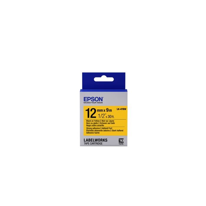 Epson Label Cartridge Strong Adhesive Lk-4Ybw Black/Yellow 12Mm (9M)