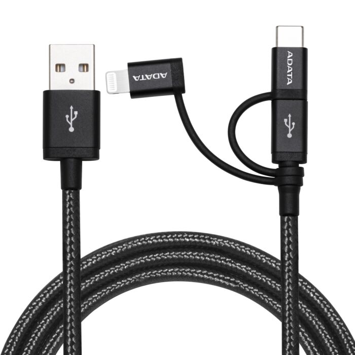 Adata Micro USB/USB-C/Lightning 2.0 Cable Black