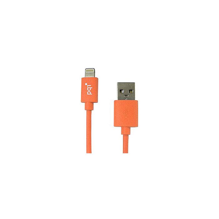 PQI - Apple Certified 90cm Flat cable length Lightning 8-Pin Syncing and Charging - Orange (Made for iPhone/ iPad / iPad Mini)
