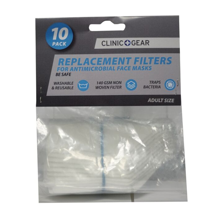 Clinic Gear Anti-Microbial Mask Filter 10pk Adults