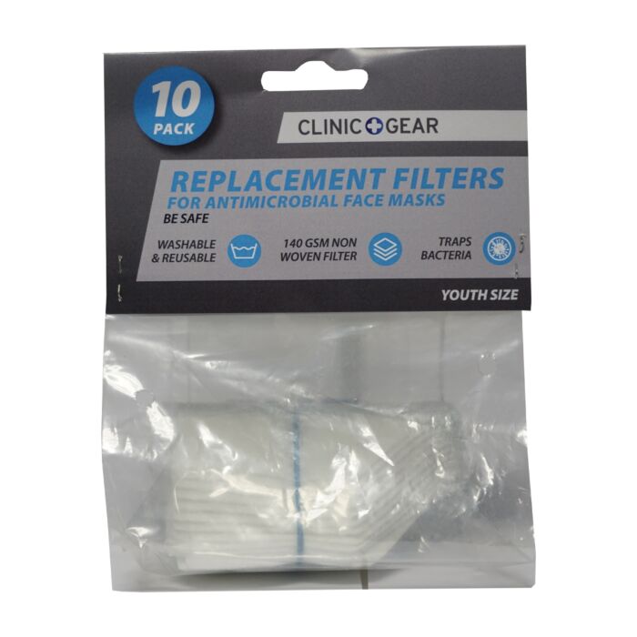 Clinic Gear Anti-Microbial Mask Filter 10pk Youths