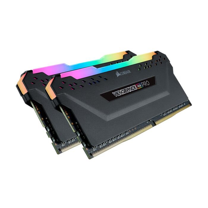 Corsair Vengeance RGB Pro - Black heatsink 16GB (8GB x 2 kit) DDR4-3200 CL16 1.35v - 288pin Memory Module (Dynamic Multi-Zone RGB with 10 LEDs per module)