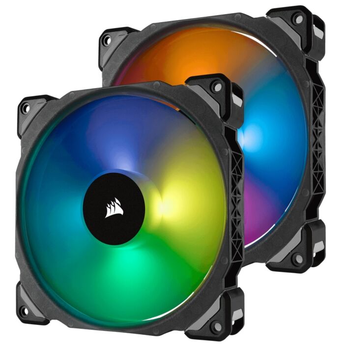 Corsair ML140 PRO RGB LED 140MM PWM Premium Magnetic Levitation Fan Dual Fan Pack with Lighting Node PRO