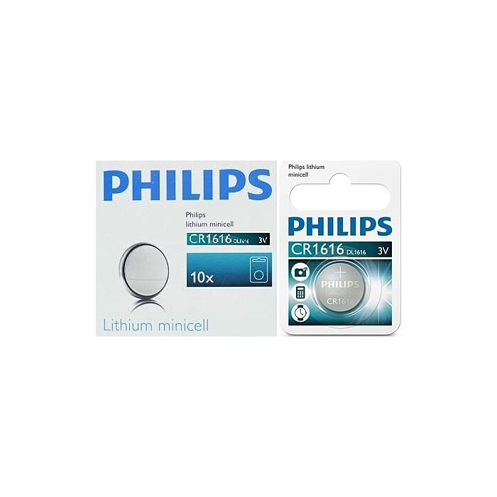 Philips Minicells Battery CR1616 Lithium-Sold as Box of 10, Retail Box , No Warranty