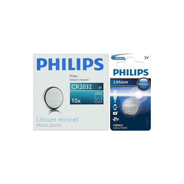 Philips Minicells Battery CR2032 Lithium-Sold as Box of 10, Retail Box , No Warranty