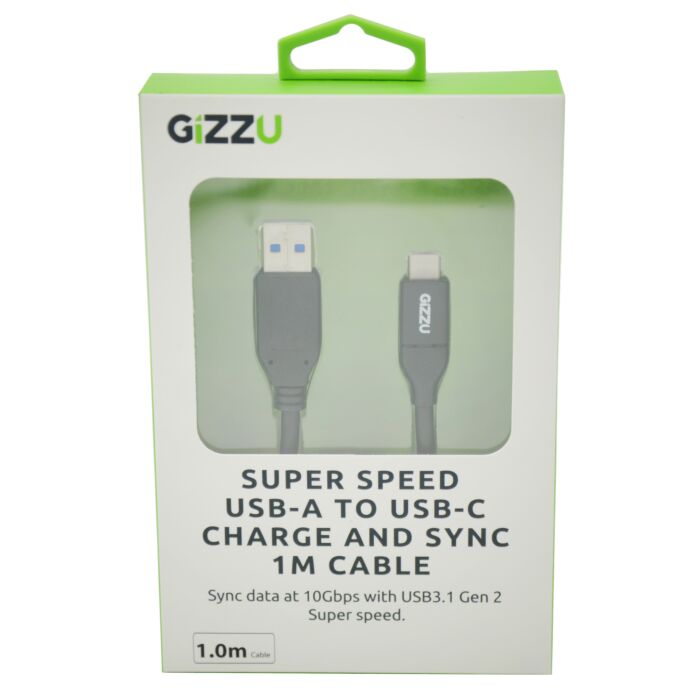 GIZZU USB3.1 A to USB-C 1m Cable Black