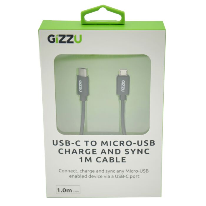 GIZZU USB-C to Micro USB 1m Cable Black