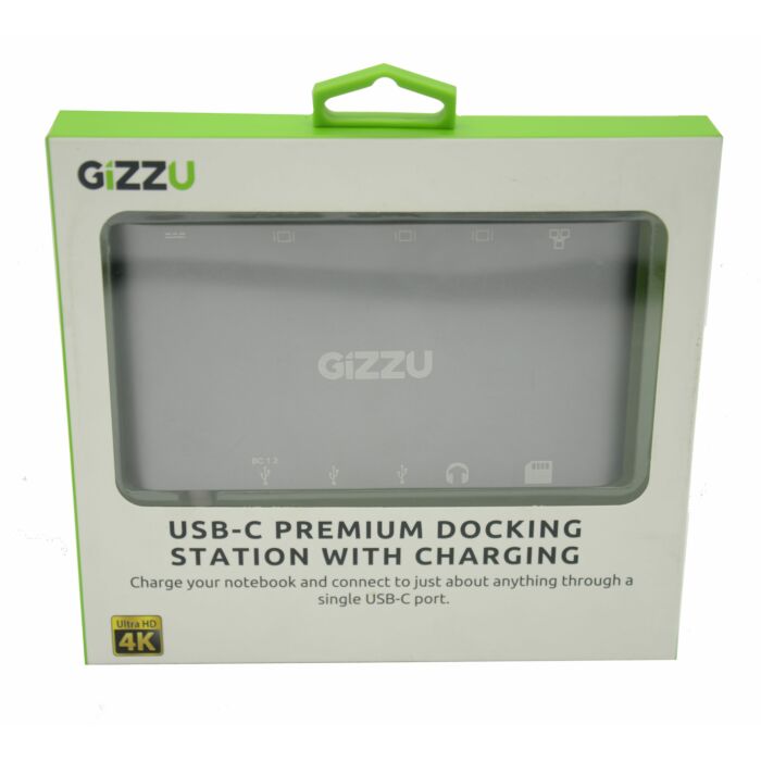 GIZZU USB-C USB3.0/Mini DP/HDMI/VGA/GBE/M SD Dock White