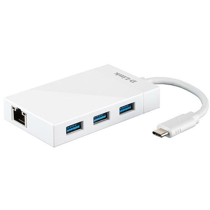 D-Link USB-C to 3-port USB 3.0 Hub and Gigabit Ethernet Adapter