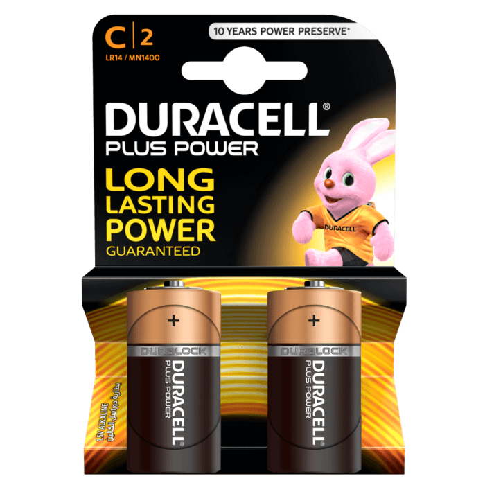 Duracell Plus C Size Blister Pack 2 