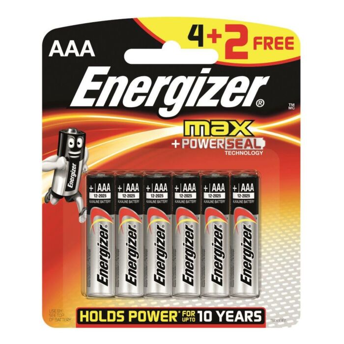 Energizer Alkaline Power AAA Blister Pack 4+2 Free
