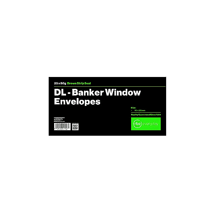 RBE Envelopes DL-B White Opaque Window Strip Seal 25 Pack