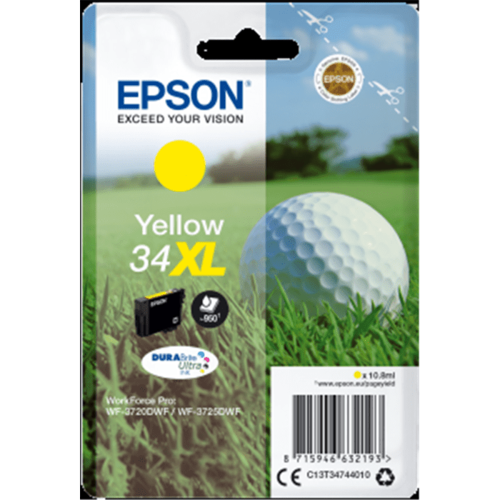 Epson Ink Cartridges Yellow 10.8ml XL WF-3720DWF 950 pages