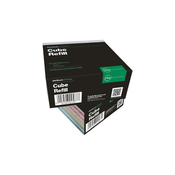 RBE Cube Refill 80gsm 90x90mm 6 Colours 400 sheets