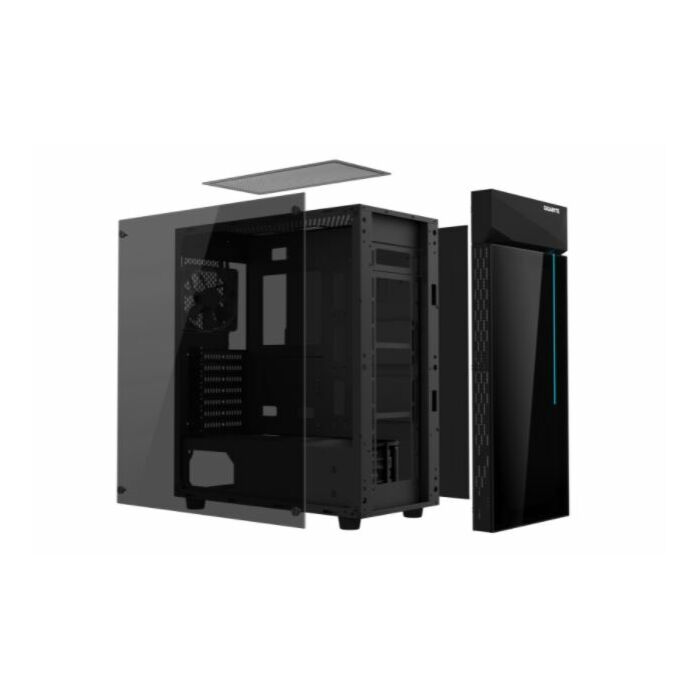 GIGABYTE C200 Glass Mid Tower Black Tempered Glass Side Panel ATX