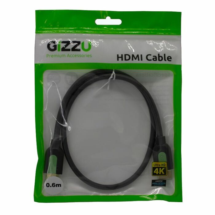 GIZZU High Speed V2.0 HDMI 0.6m Cable with Ethernet Polybag