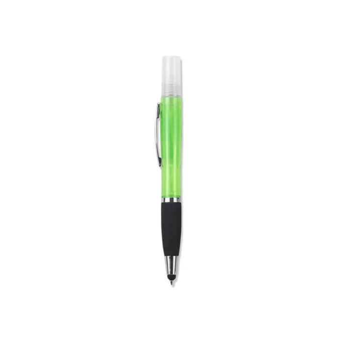 Geeko 3 in 1 Sanitizer Spray Stylus and Blue ink Pen- 3 Functions-Refillable Sanitizer Container with Spray Nozzle Green