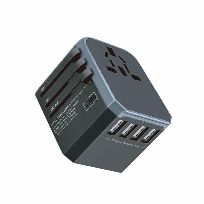 Gizzu Quad-USB Type-C 5.6A Universal Travel Adapter - Black