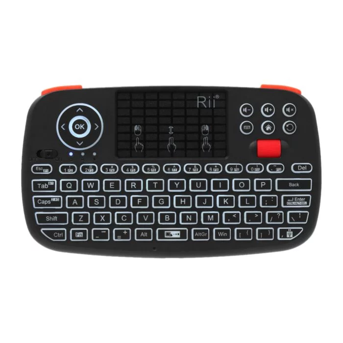 Rii Wireless QWERTY Backlit Gamepad Touchpad|Keyboard|Bumpers|Scroll Wheel Black