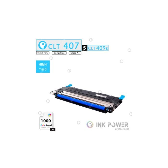 Inkpower Generic for Samsung CLT-K407S for use with Samsung CLP-320 CLP-325 CLX-3185 Series Cyan Toner Cartridge