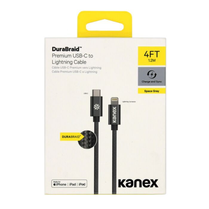 Kanex USB-C to Lightning 1.2m Durabraid Cable Space Grey
