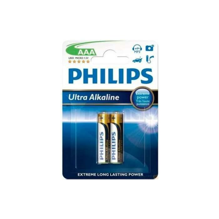 Philips Extreme Power 2 x AAA Size / LR03 Ultra Alkaline batteries