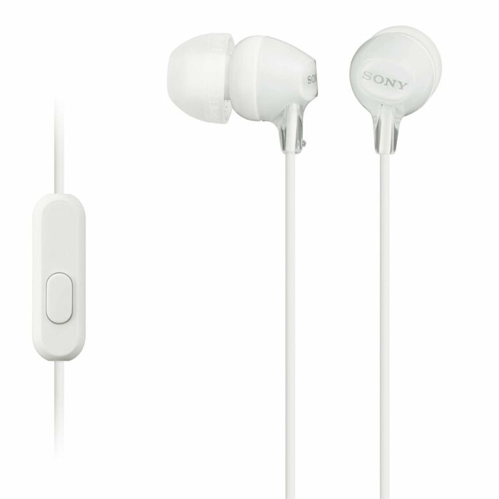 Sony EX15AP In-Ear Headphones with Mic for iPhone- Android - Blackberry White