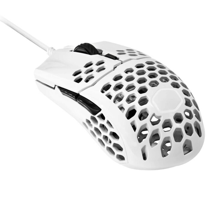 Cooler Master MM 710 Gloss White Ultra Light 53g Gaming Mouse UltraWeave Paracord Cable Pixart PMW3389 Sensor PTFE Skates