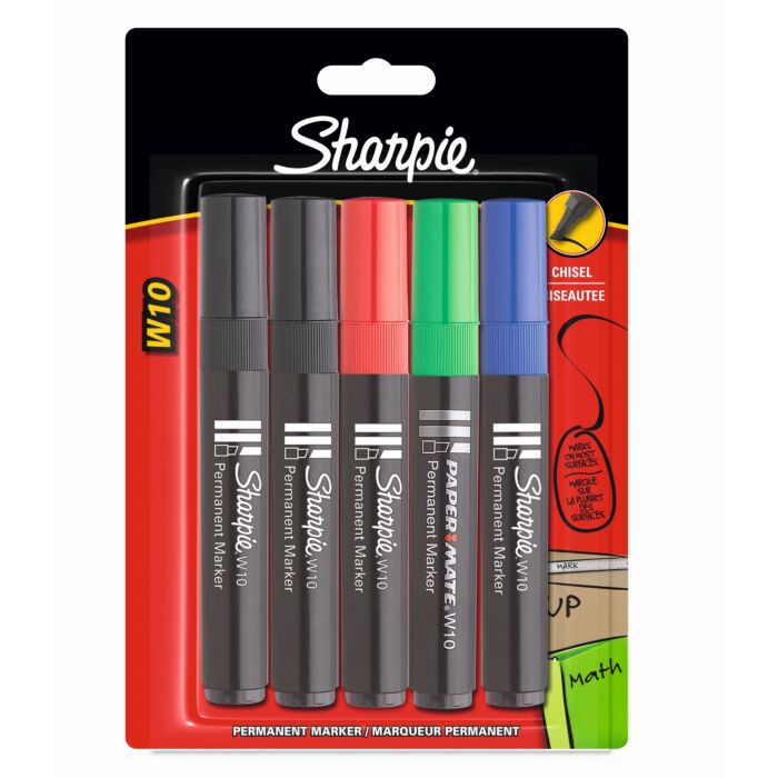 SHARPIE Marker W10 Chisel - x5 (2 Blk Ink