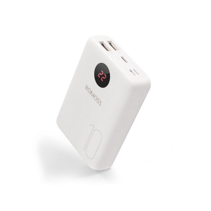 Romoss OM10 10000mAh Input:Type-C|Lightning|Micro USB|Output:2 x USB Power Bank White