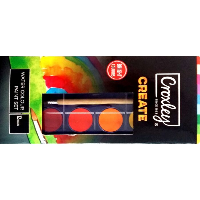 CROXLEY CREATE Tray of 12 Colours Watercolour Paints (Box-12)