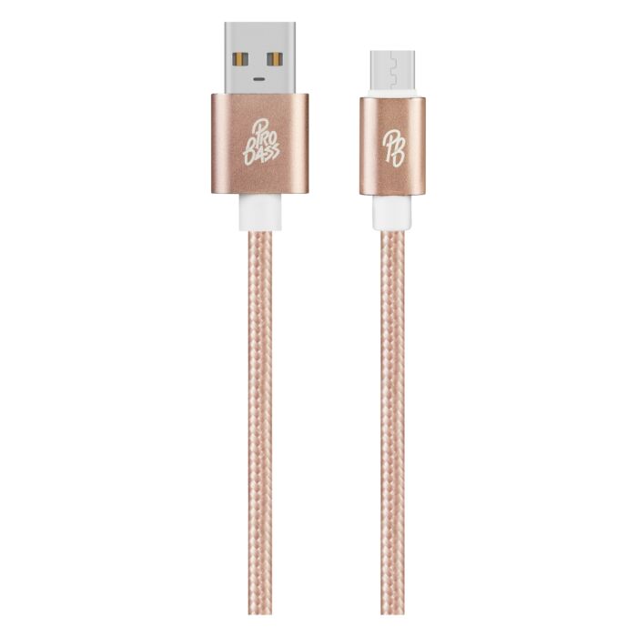Pro Bass Braided series Micro USB cable pastel pink 1.5m