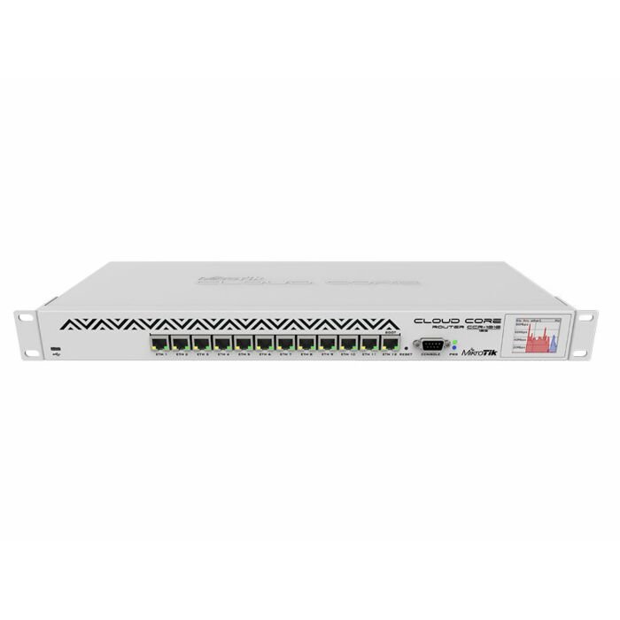 MikroTik Cloud Core 12 Port Gigabit 16 Core LCD Router | CCR1016-12G
