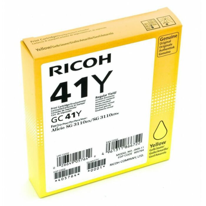 RICOH GC41Y YELLOW TONER 2200 PAGES @ 5% IDC. (SG3100 & SG7100 Series)