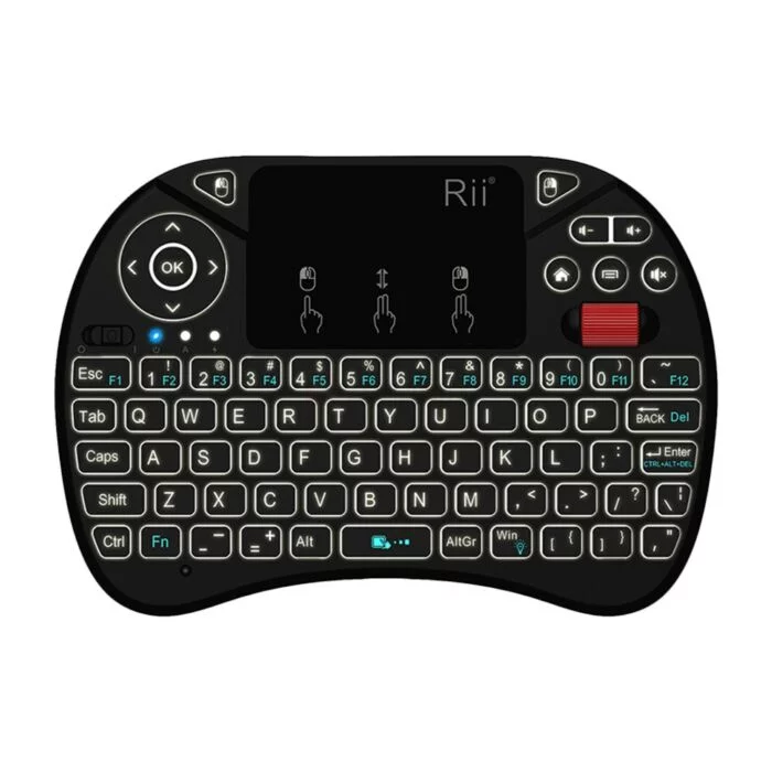 Rii QWERTY RGB Backlighting Media Touchpad with Scroll Wheel Black