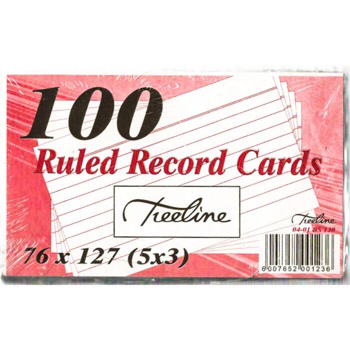 TREELINE 76 x 127mm (5 x 3) RULED RECORD CARDS